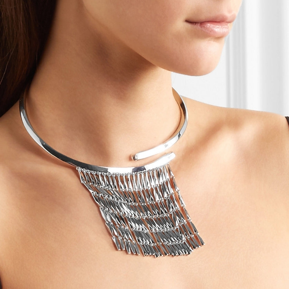 Eddie Borgo Peaked Fringe Collar Silver